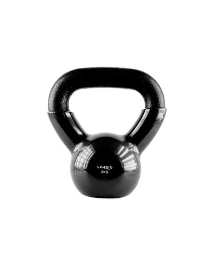 HMS KNV kettlebell do ćwiczeń hantla treningowa pokryta winylem 4kg czarny, Waga: 6 kg